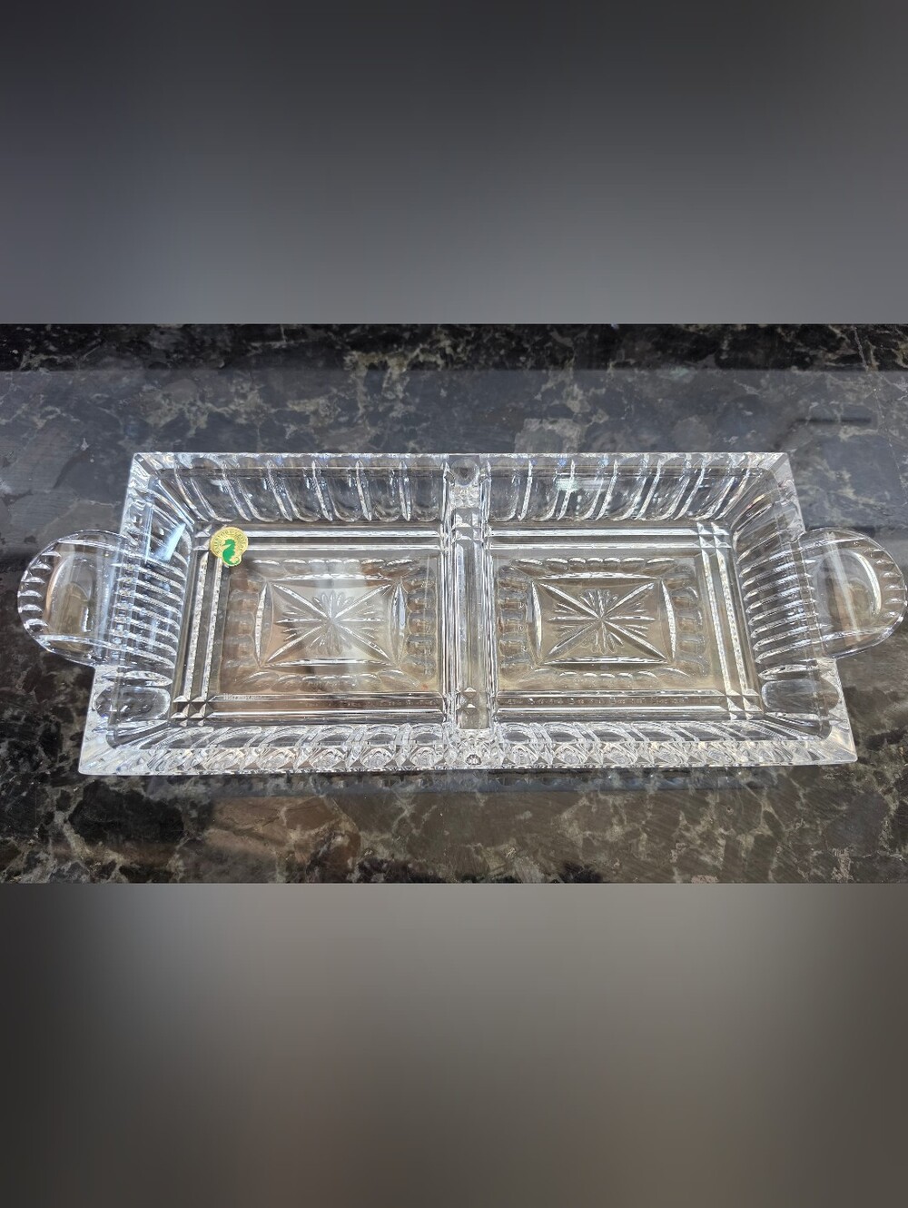 BrandNEW Waterford Grafton Street Crystal Clear Divided Vanity Tray/Serving Tray